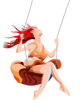 Illustration d'une ballerine se balancent sur une balançoire